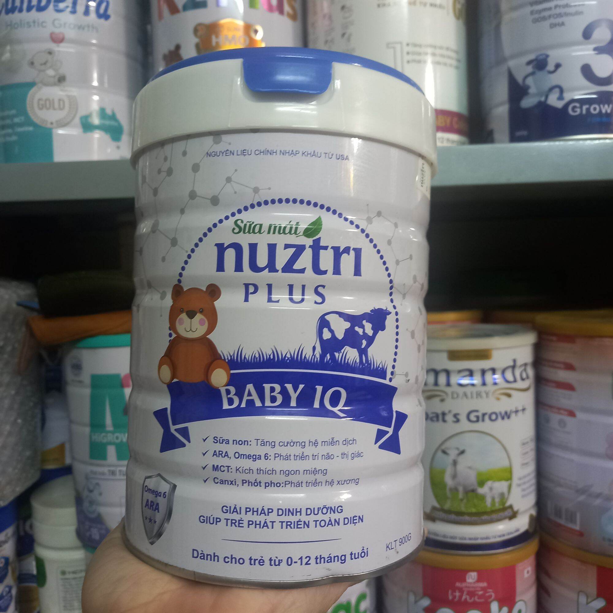 Sữa dinh dưỡng baby 0-12 tháng Nuztri plus baby IQ, 900g, Hết date 25/04/2024. Xả rẻ