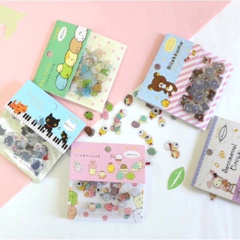 Túi sticker 80 miếng cắt sẵn hoạ tiết dễ thương trang trí