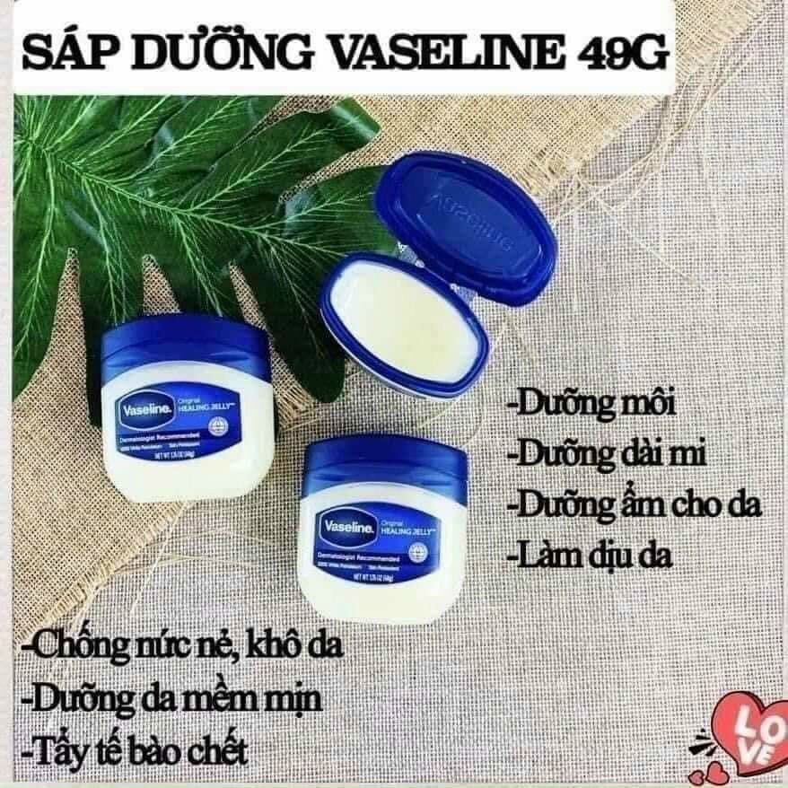 Sáp Dưỡng Ẩm Đa Năng Vaseline Original Healing Jelly USA 49 g – 100 % dầu khoáng tinh luyện, chữa lành da khô nứt