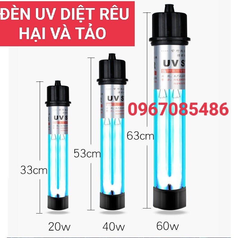 ĐÈN UV 2 BÓNG , UV 20W , 30W , 40W , 60W , 100W , ĐÈN UV DIỆT RÊU HẠI VÀ DIỆT TẢO HỒ CÁ