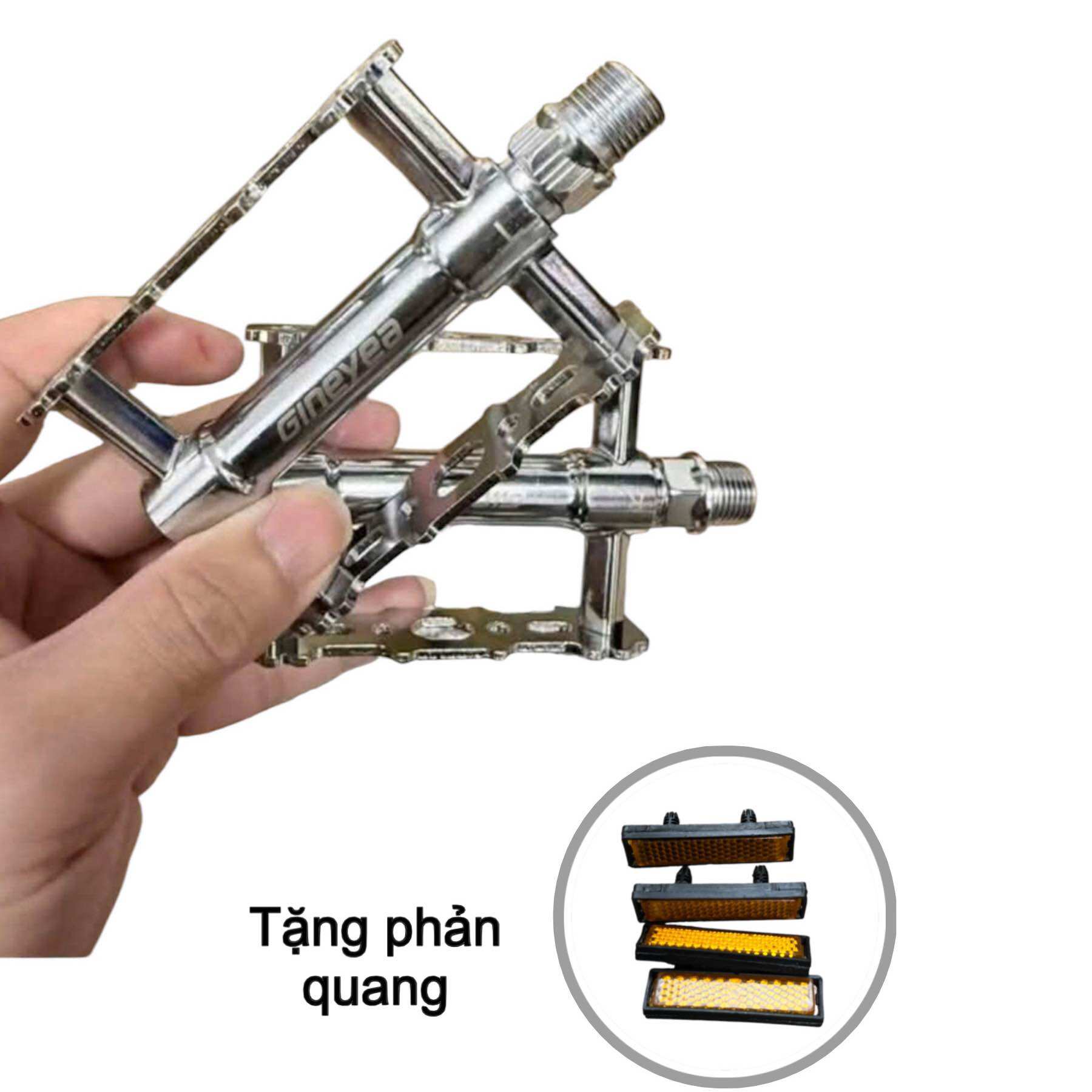 Pedal Xe Đạp GINEYEA Hợp Kim Nhôm sáng. 2 Bạc Đạn Kín 9/16 Kháng Trượt Nhẹ lắp cho MTB Road Touring. (Tặng phản quang).