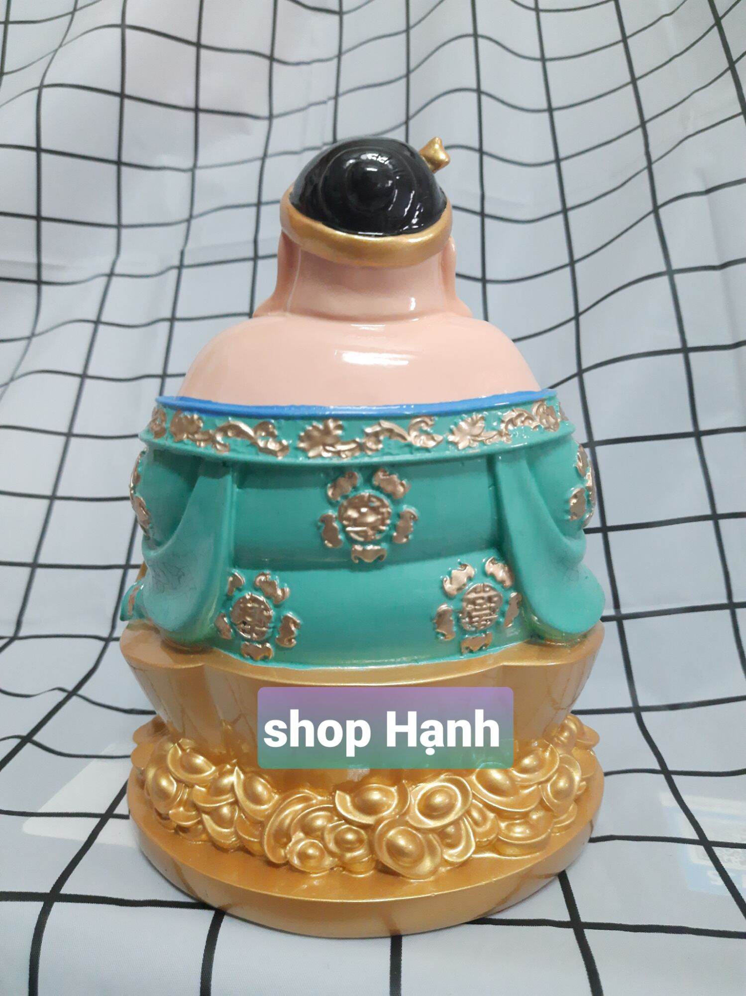 Ông Địa Thần Tài đế tròn xanh