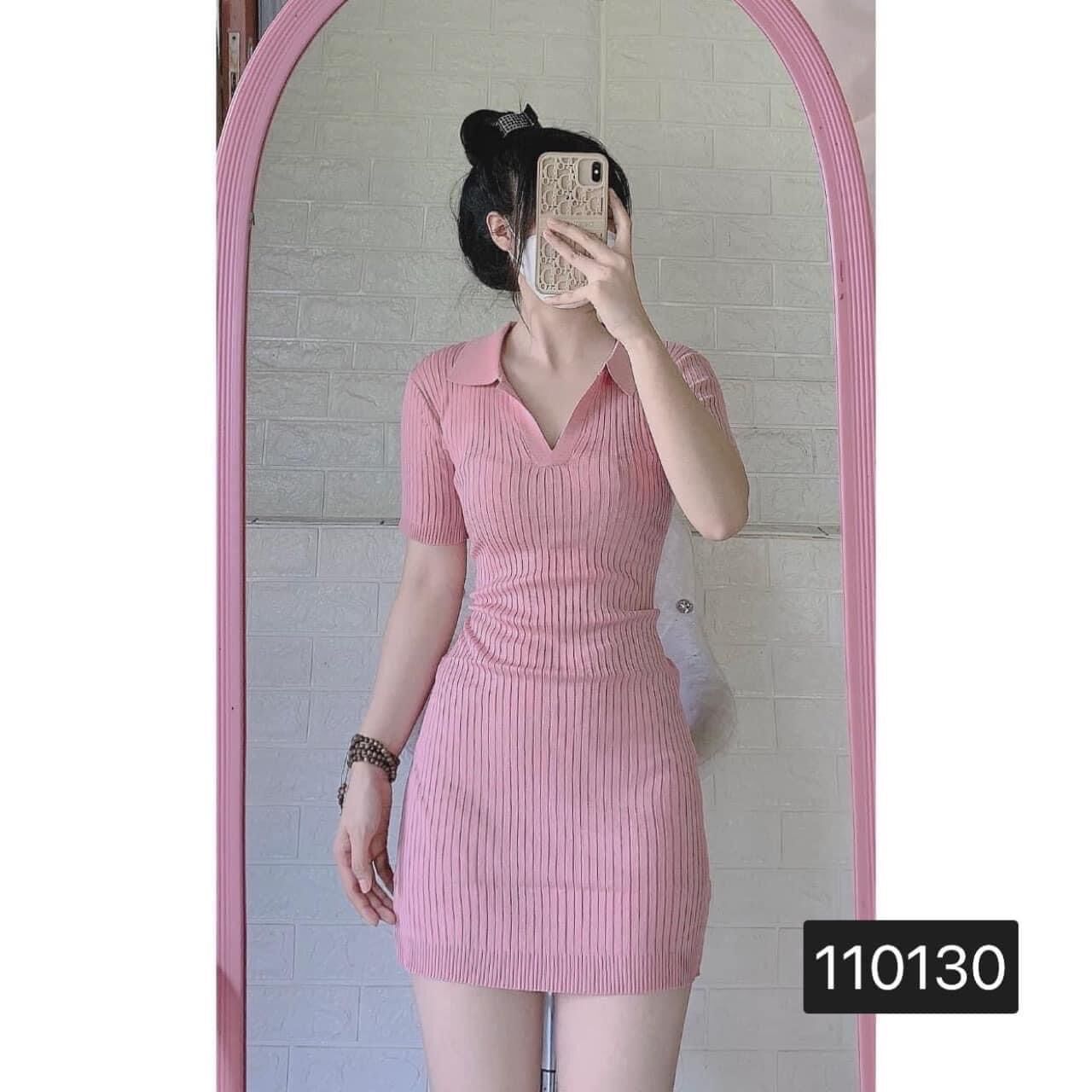 Đầm Thun Gân Tay Ngắn Ôm Body Basic