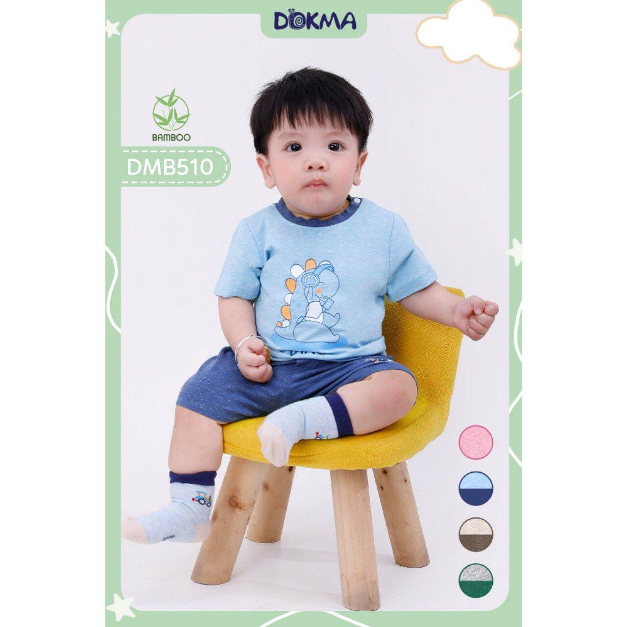 Bộ cộc tay cài vai bé trai, bé gái judoby 9-36m jb022