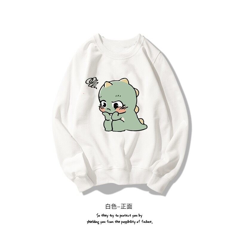 Hoodie nỉ bông in họa tiết khủng long/trơn freesize dưới 65kg