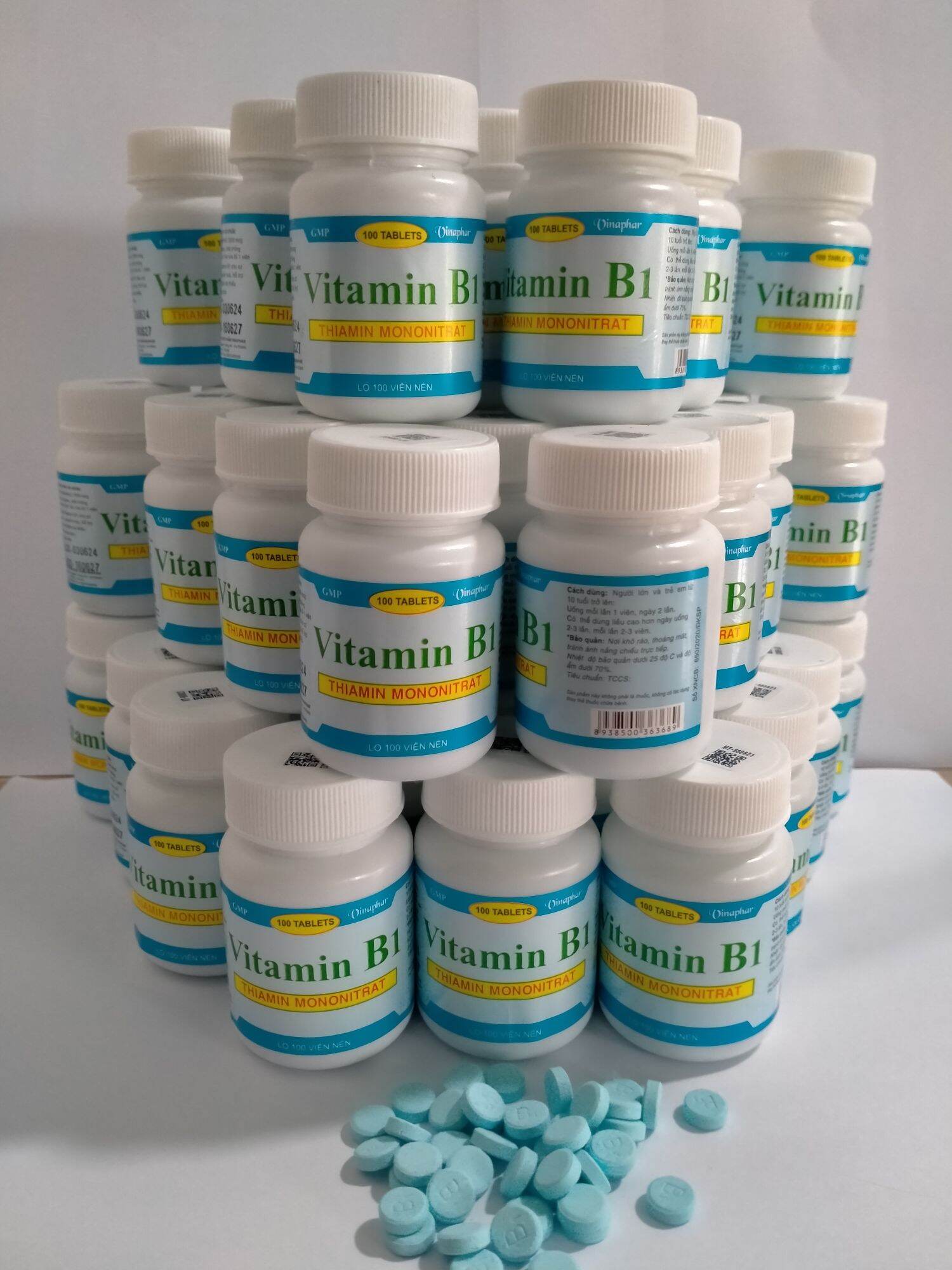 Combo 10 lọ viên uống VITAMIN B1 Lọ 100 viên nén màu xanh