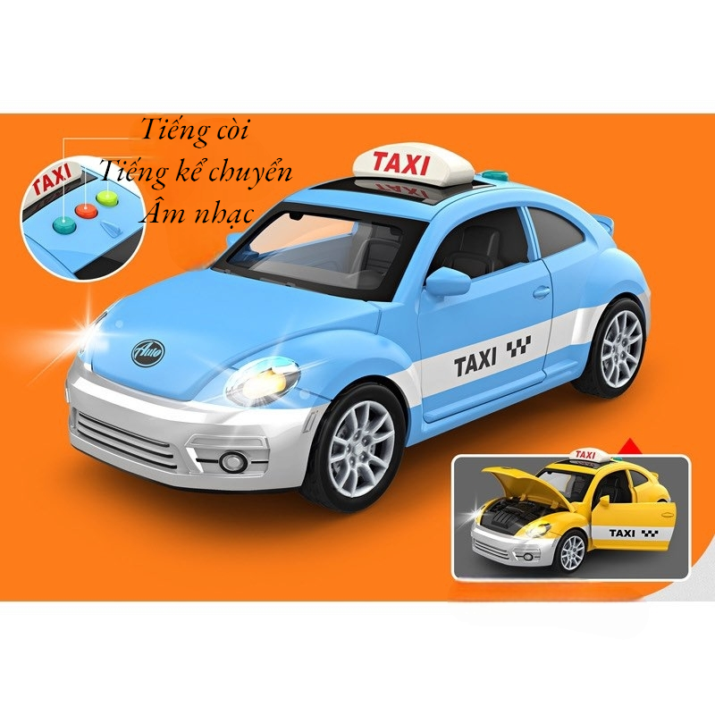 [Tặng kèm pin]Mô hình đồ chơi taxi âm thanh đèn chạy đà