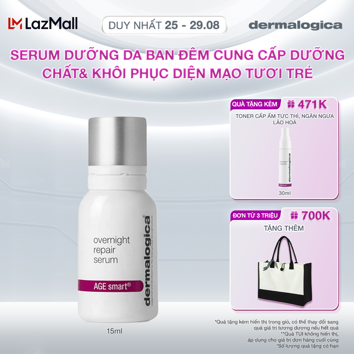 Tinh chất chống lão hóa Dermalogica Overnight Repair Serum 15ml cho da sáng mịn