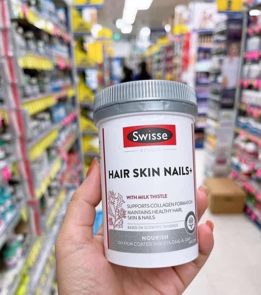 Viên đẹp da móng tóc Swisse Hair Skin nails 100 viên