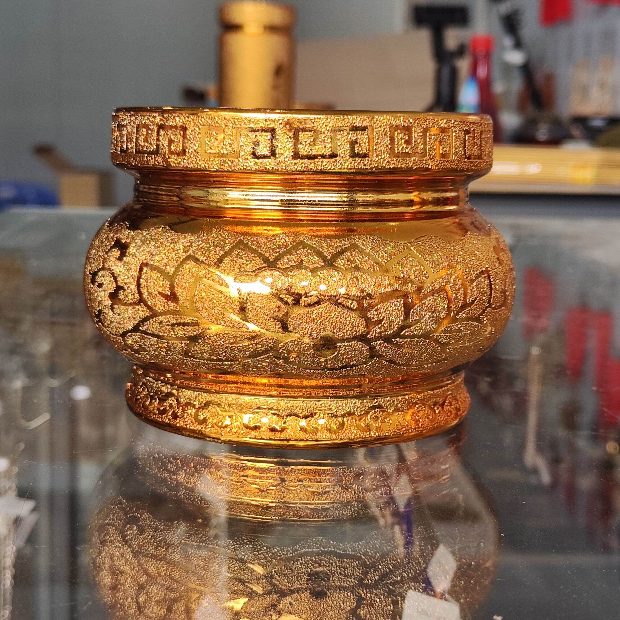 Bộ Thờ Cúng Bình, Dĩa, Lư, Áng 5 Kim Sa Vàng
