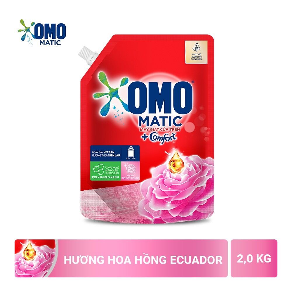 Túi nước giặt omo matic máy giặt cửa trên comfort hương hoa hồng ecuador 2kg