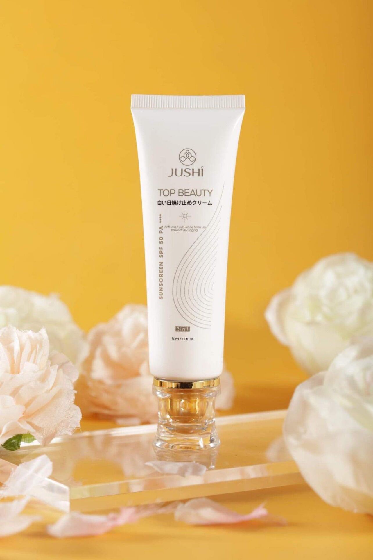 Kem Chống Nắng Vật Lý Jushi Topbeauty Cấp Ẩm - Dưỡng Trắng - Xoá Nhăn