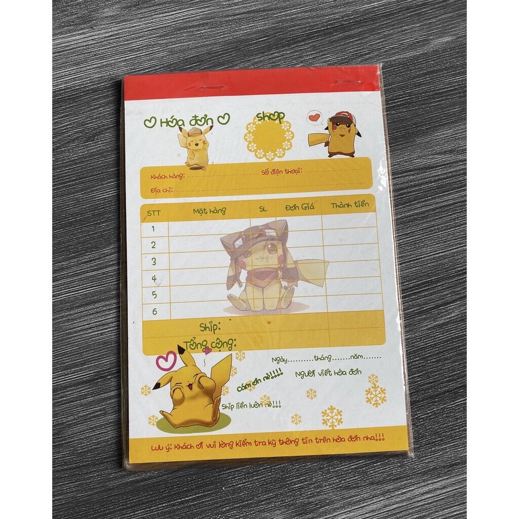 [HCM]Hoá đơn hoạt hình 1 liên pikachu