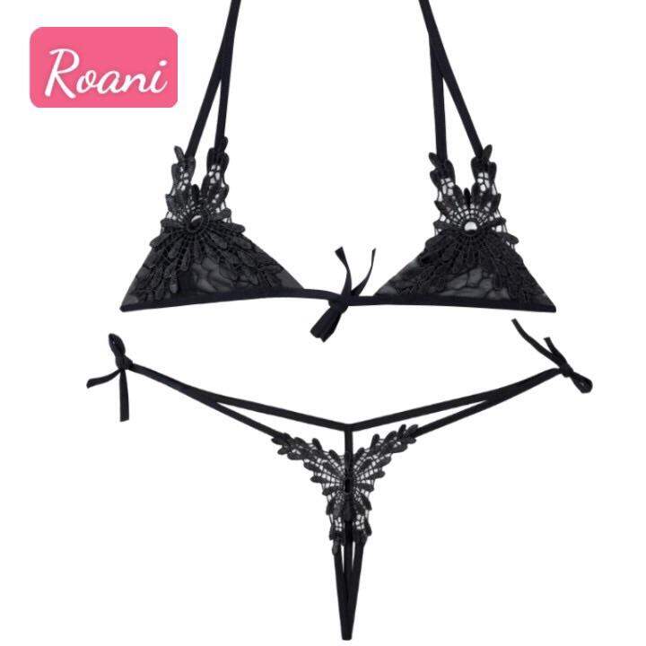 Bộ đồ lót ren lọt khe cột dây sexy