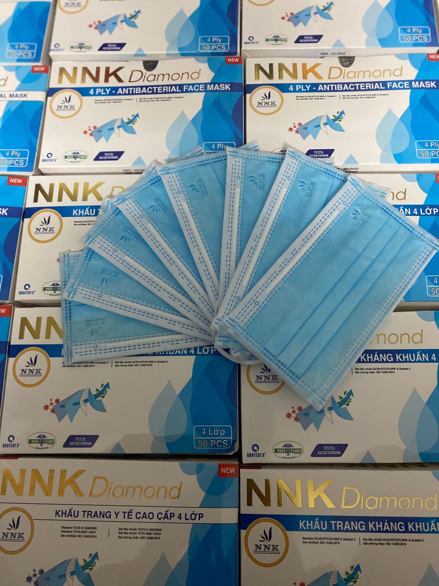 Khẩu trang y tế 4 lớp kháng khuẩn NNK, hộp 50 cái