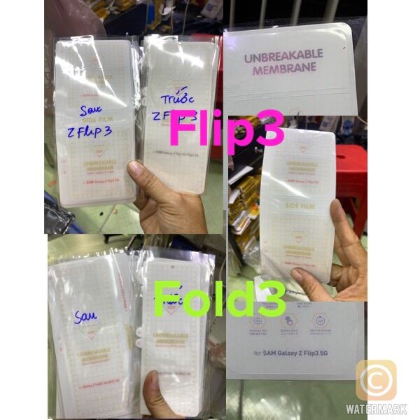 Miếng dán PPF Sámung Galaxy Z Fold3/ Fold 3, Z Flip 3/ Flip3 mặt trước và mặt sau tặng kèm miếng lau