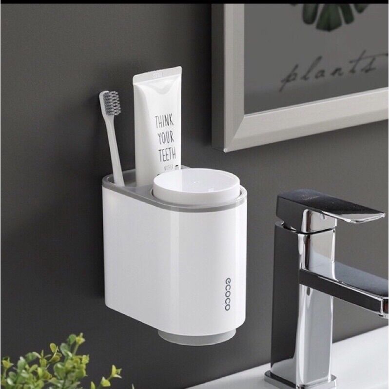 Giá cắm bàn chải đánh răng 2 cốc nam châm dán tường Ecoco - Ecoco 1905