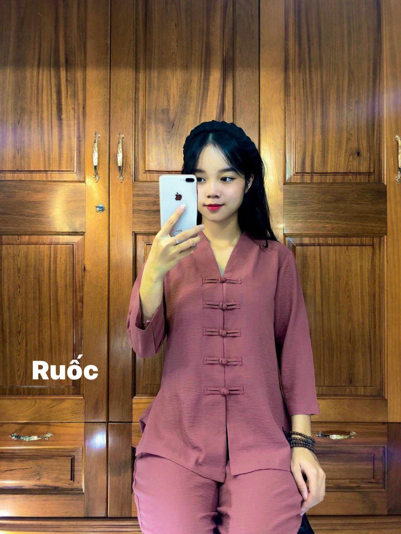Đồ Lam Đi Chùa _ Mẫu Bà Lai Nút thắt ( Chất vãi đũi có độ co giãn nhẹ )