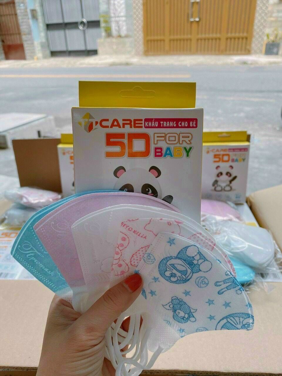 Combo 5 hộp khẩu trang 5d trẻ em hộp 10 cái siêu xịn