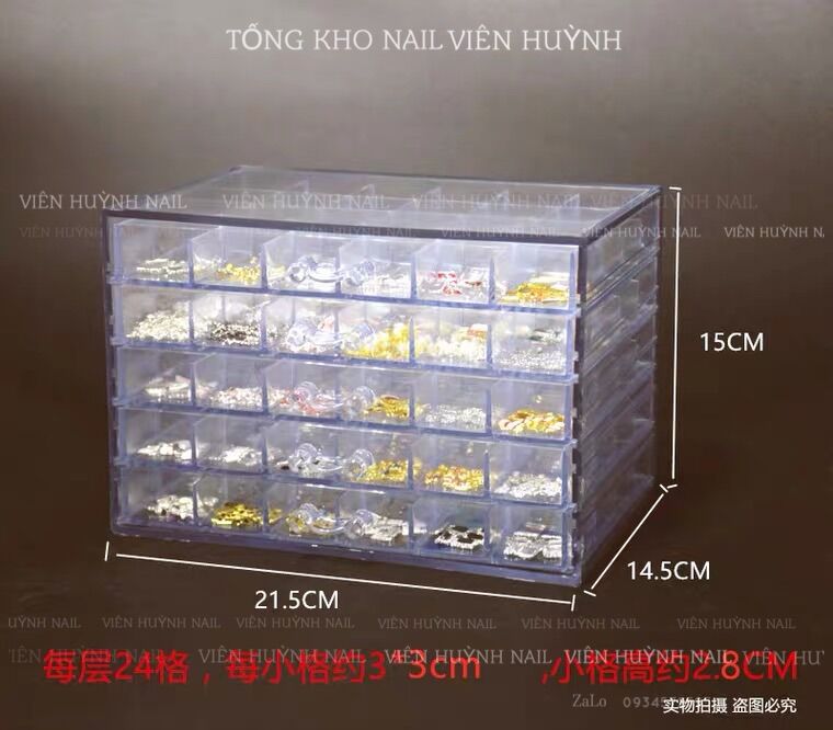 Khay meka 5 tầng đựng đá , phụ kiện , charm nail