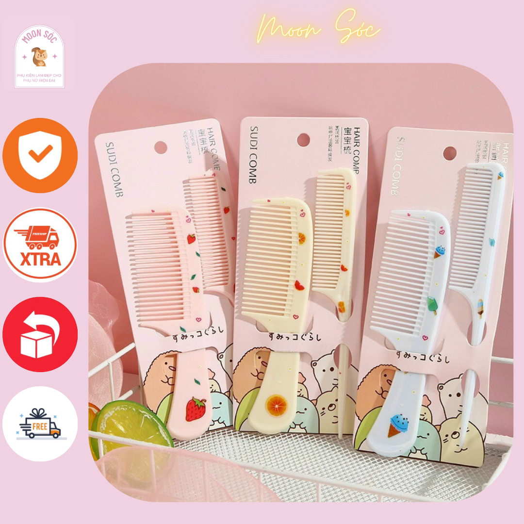 Set 2 Lược Tạo Kiểu Tóc Họa Tiết Dâu Tây Đuôi Nhọn Lược Cô Gái Lược Cài Tóc Lược Nhỏ chất đẹp