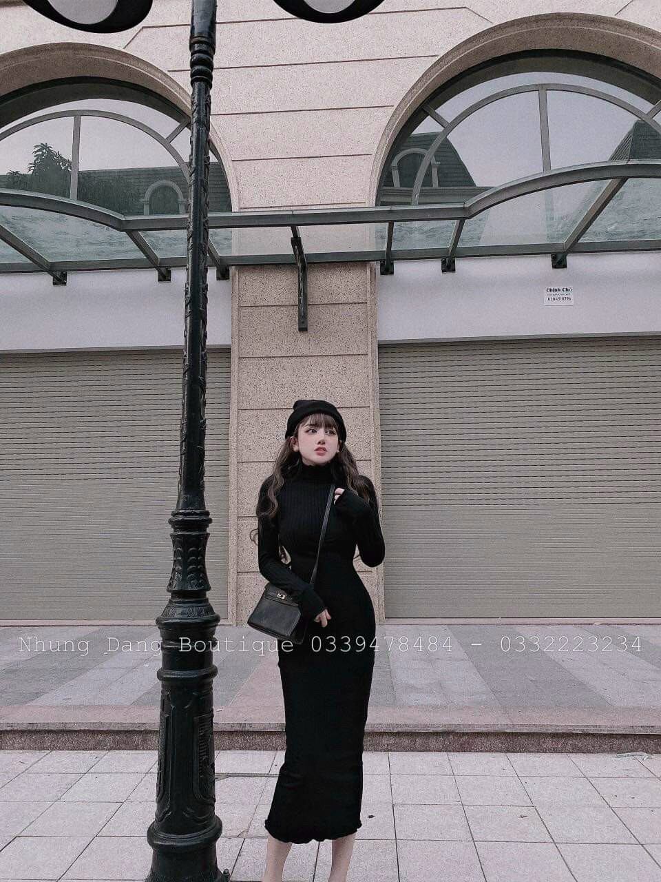 ĐẦM BODY TAY DÀI CỔ LỌ FORM 47KG