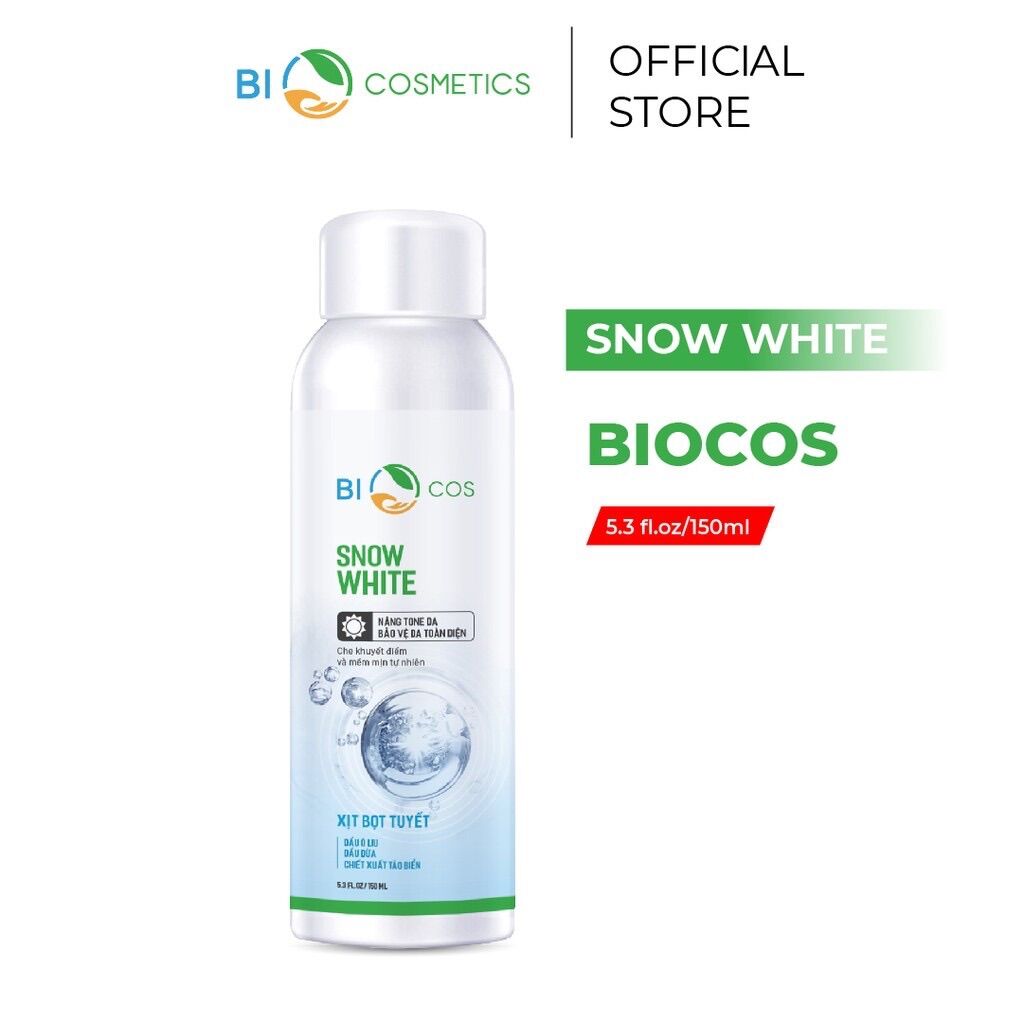 Xịt bọt tuyết snow white biocos ♥ chống nắng, làm trắng da giúp nâng tone và bảo vệ da toàn diện 150 ml.