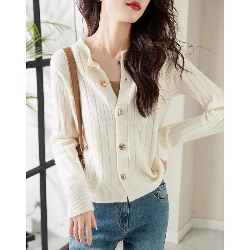 Áo Cardigan Dệt Kim Cổ Tròn Áo Len Một Hàng Cúc Dài Tay Tôn Dáng Khí Chất Dáng Rộng Đẹp Thiểu Số Cảm Giác Thiết Kế Dễ Phối Mùa Thu Nữ