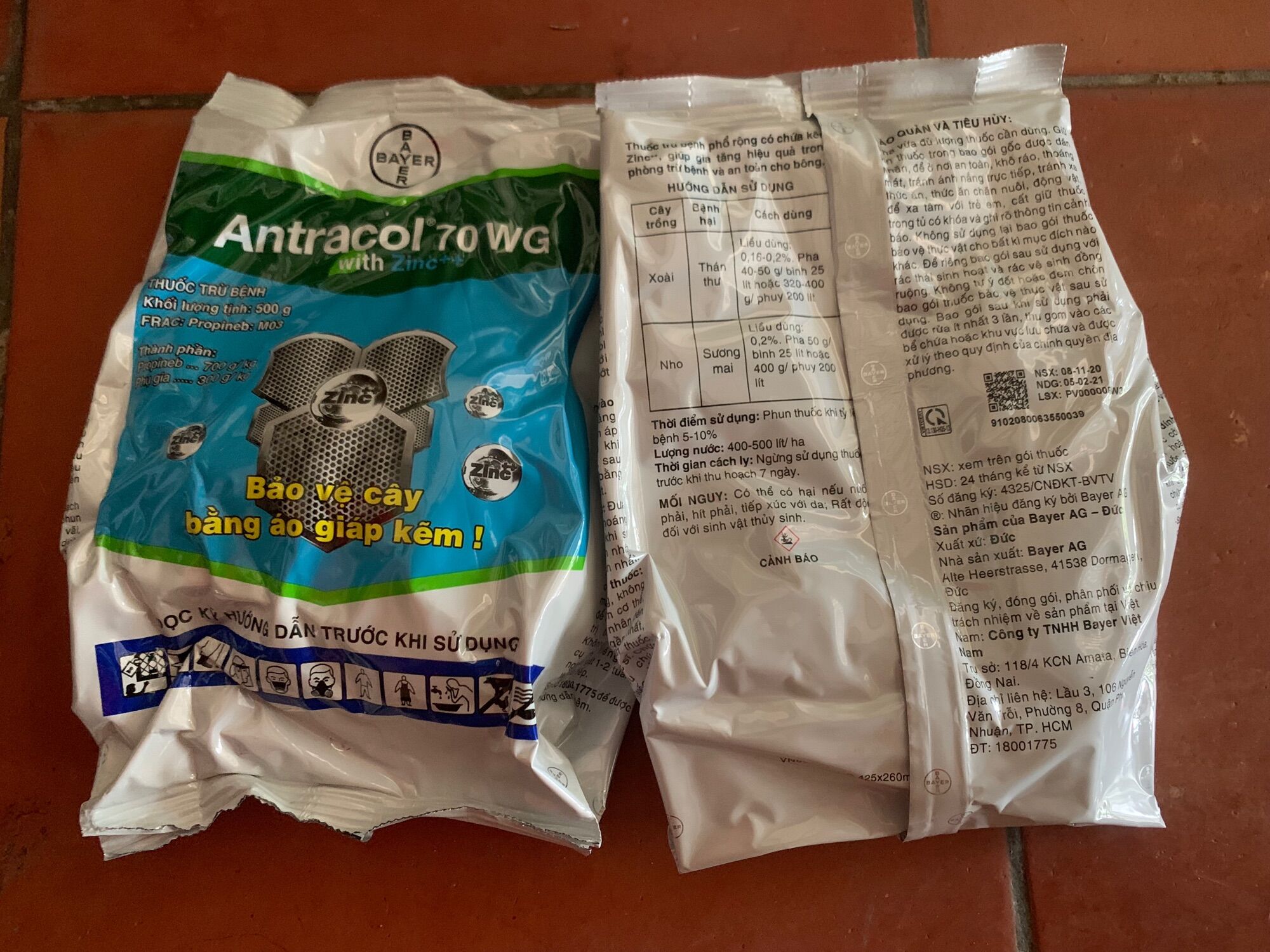 Antracol gói 500g dạng cớm thương hiệu Bayer
