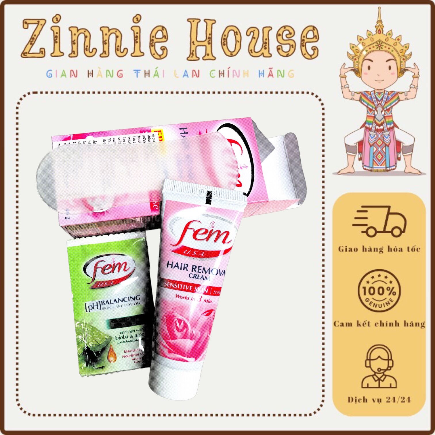 Kem tẩy lông fem hair removal thái lan 40gr | zinnie house