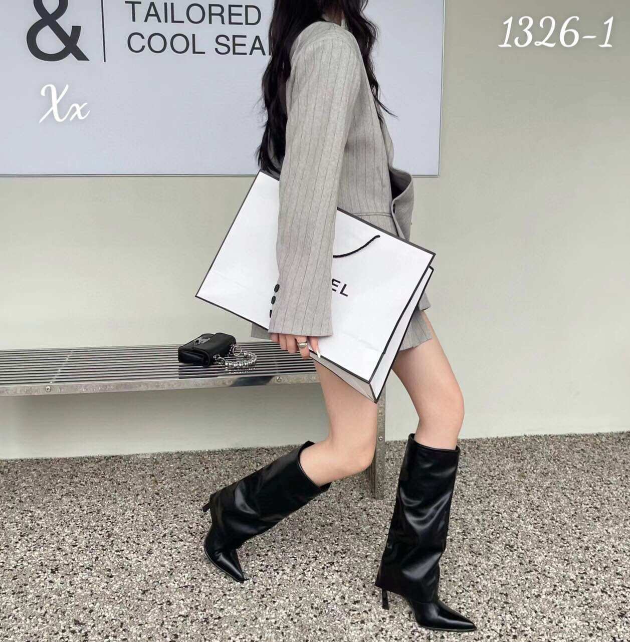 Boot cao gót da nhúm dáng cao bụng chân - cao cấp