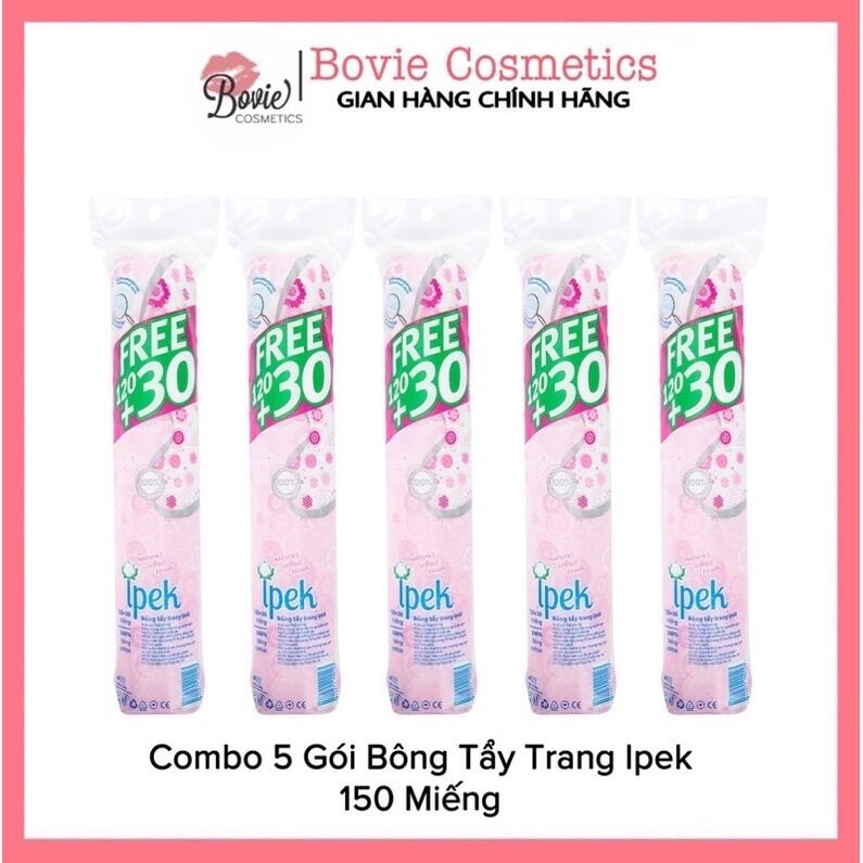 Combo 5 bông tẩy trang Ipek 150 miếng Thỗ Nhỹ Kỳ