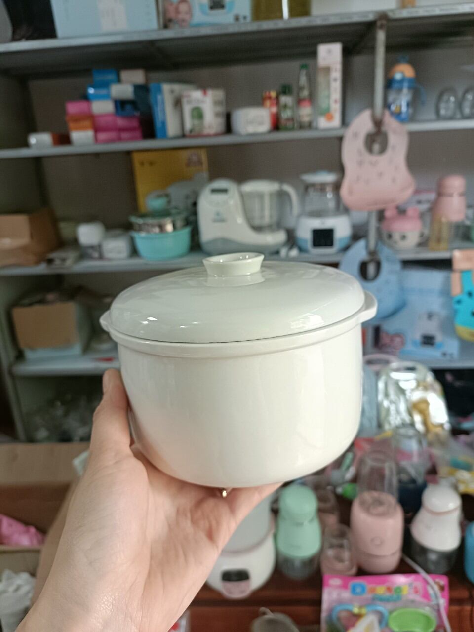 Thố sứ, nắp sứ nồi nấu cháo chậm 1L
