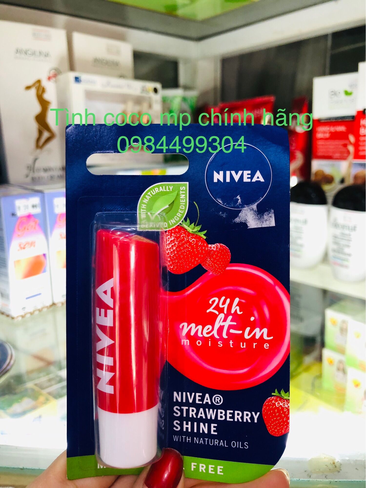 Nivea Son dưỡng môi cấp ẩm mềm mịn, son dưỡng môi hương dâu Tây 4.8g