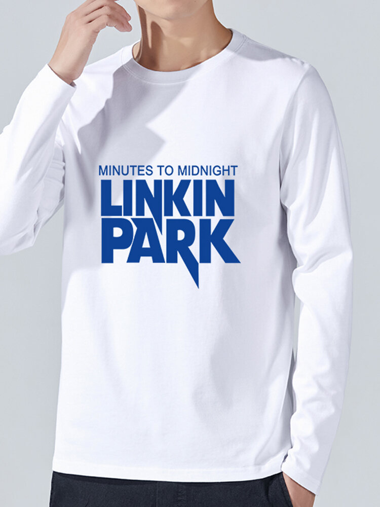 Áo Thun Nam Tay Dài Cổ Tròn Dáng Rộng Cotton Nguyên Chất Màu Trắng Mùa Thu Thường Ngày Thời Trang Trẻ Trung Thoải Mái