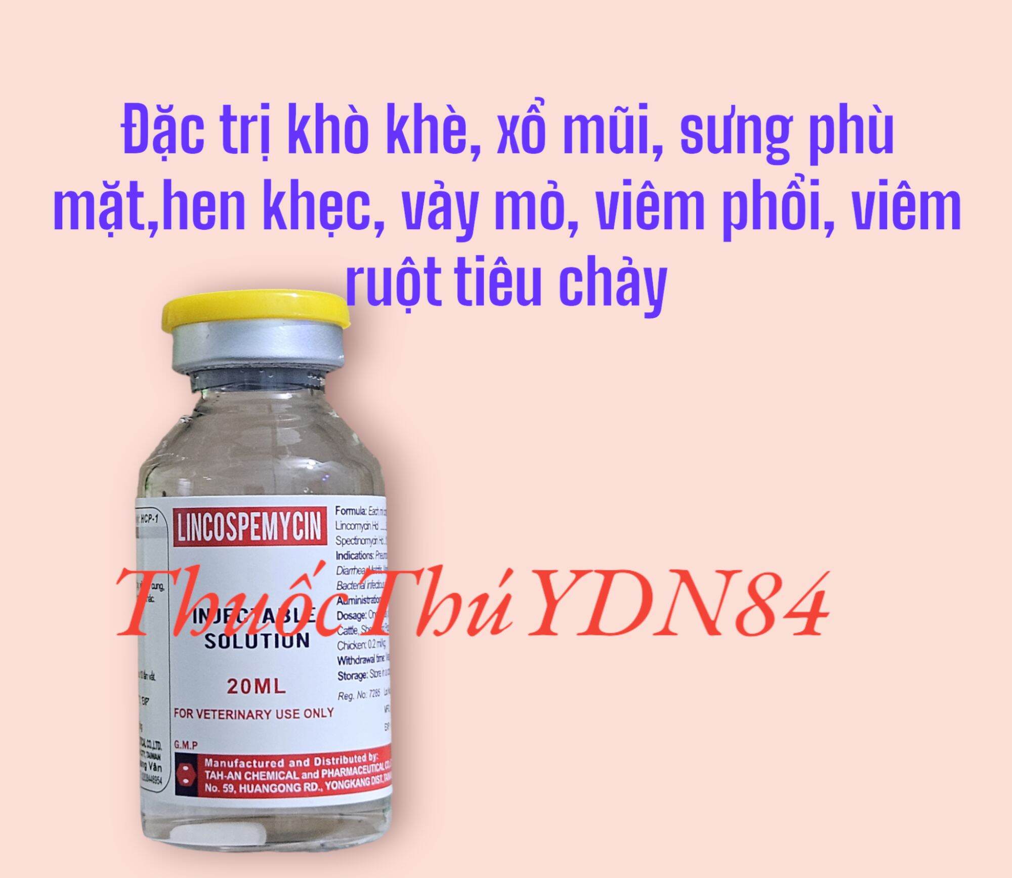 LINCOSPEMYCIN 20ML Đài Loan khò khè sổ mũi sưng phù đầu cho gà đá
