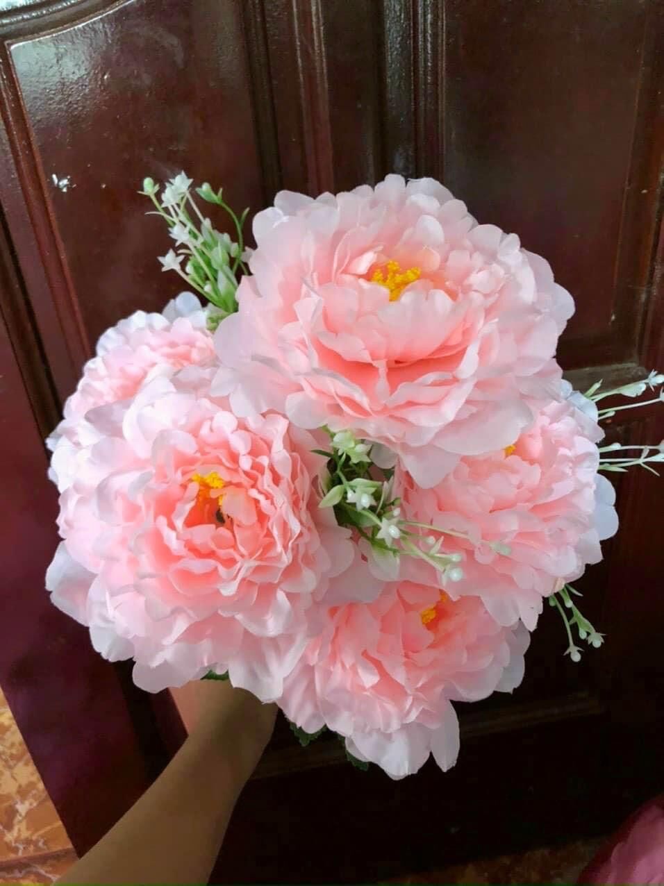 Cụm hoa mẫu đơn 7 bông_hoa giả , hoa lụa