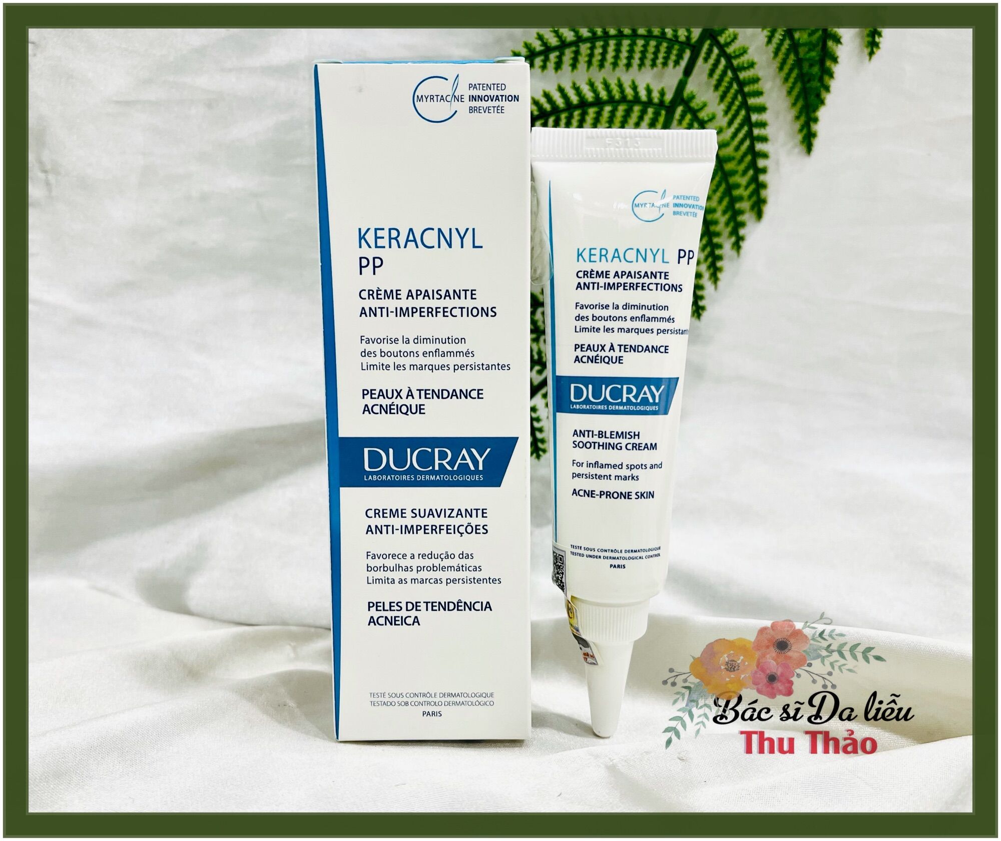 Kem hỗ trợ giảm mụn mờ thâm ducray keracnyl pp anti blemish soothing cream
