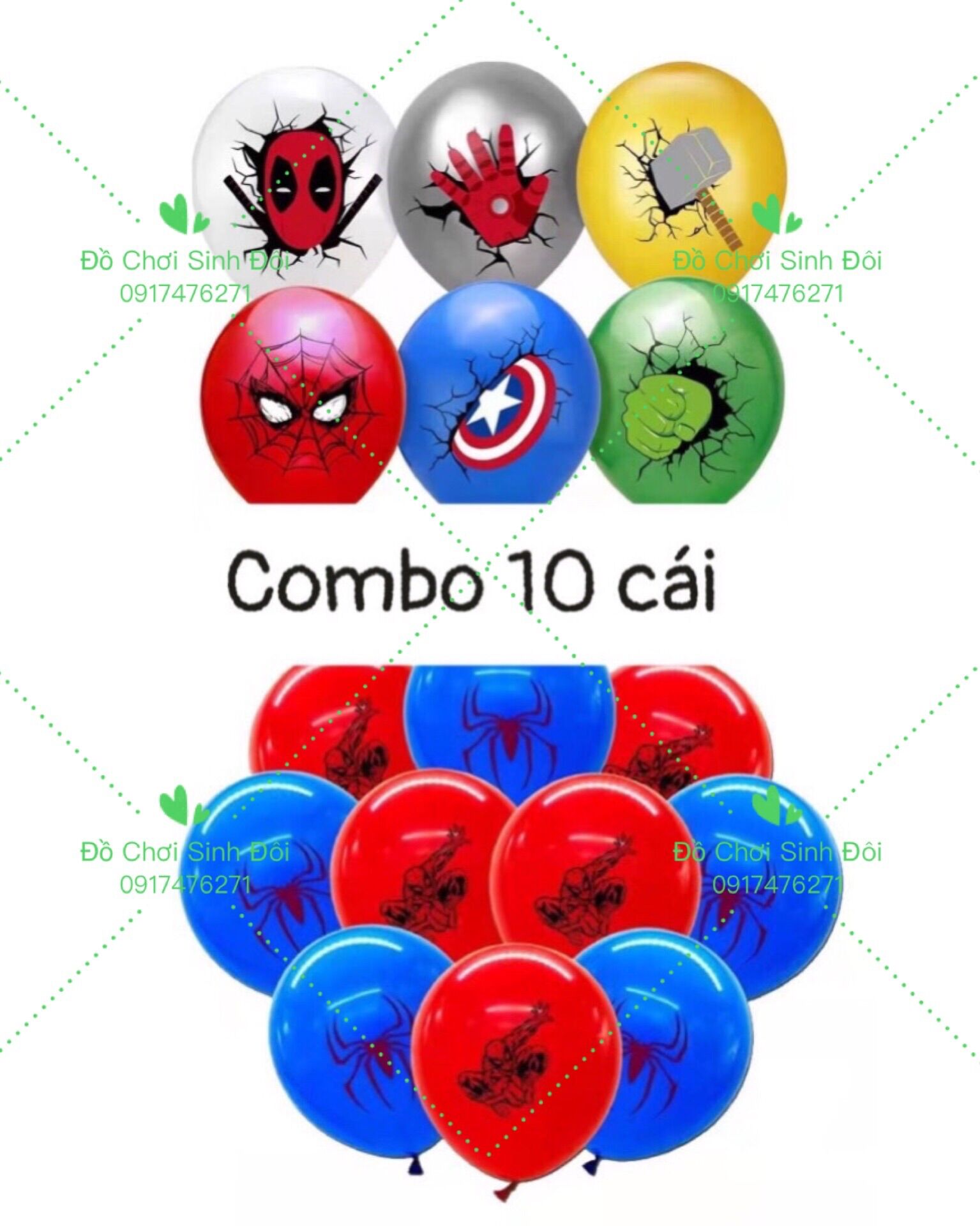 Bong bóng hình siêu nhân - combo 10 cái