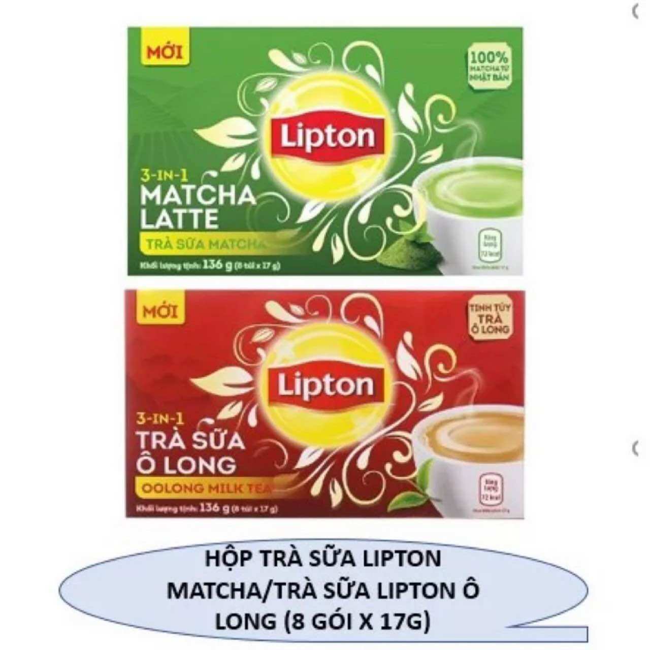 Trà Sữa LIPTON Vị Ô Long/ Matcha Hộp 8 Gói