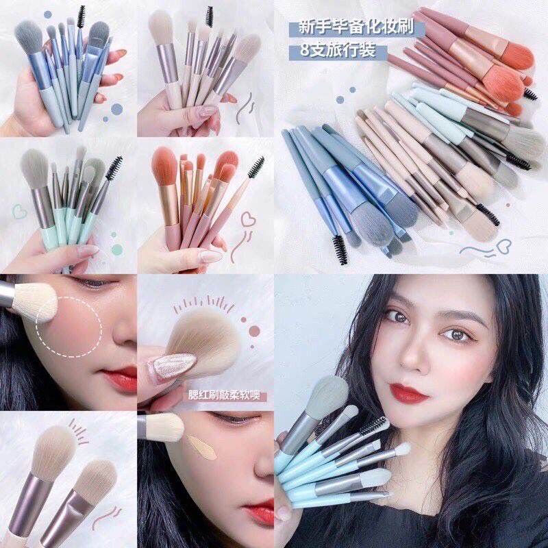 Set cọ 8 món túi zip siêu đáng yêu