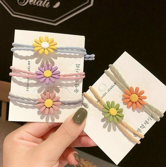 Dây cột tóc,dây cột tóc hoa cúc sét 5 cái nhiều màu