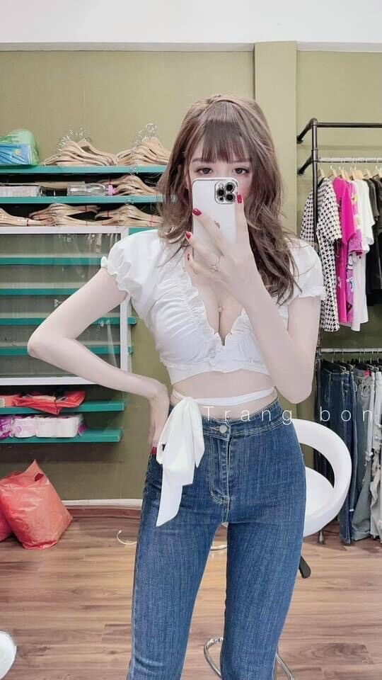 50-90kg Bigsize ÁO CROPTOP CỘT NƠ EO