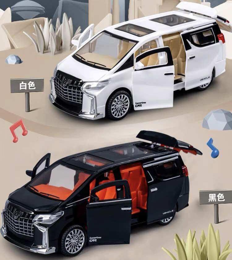 Xe mô hình Alphard có đèn ,âm thanh, mở 6 cửa, tỉ lệ 1:24