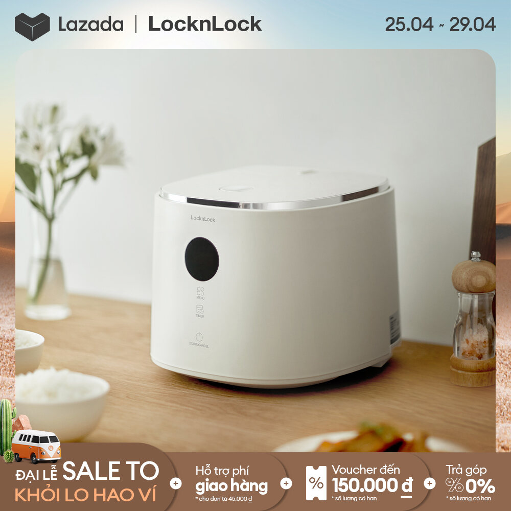 [Voucher 100K] Nồi cơm điện Lock&amp;Lock Bianco Nemo rice cooker 1.2L- Màu ngà EJR384IVY nấu đa năng 6 chế độ giữ ấm 24h màn hình LCD