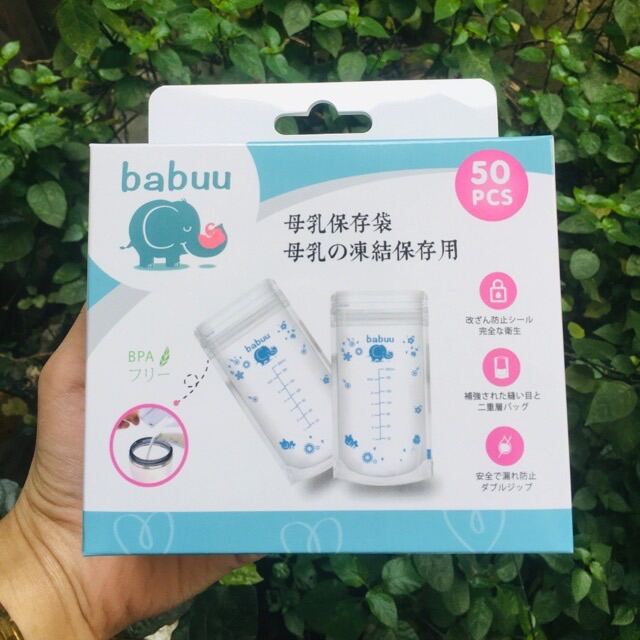 Hộp 50 túi trữ sữa Babuu Nhật Bản 250ml