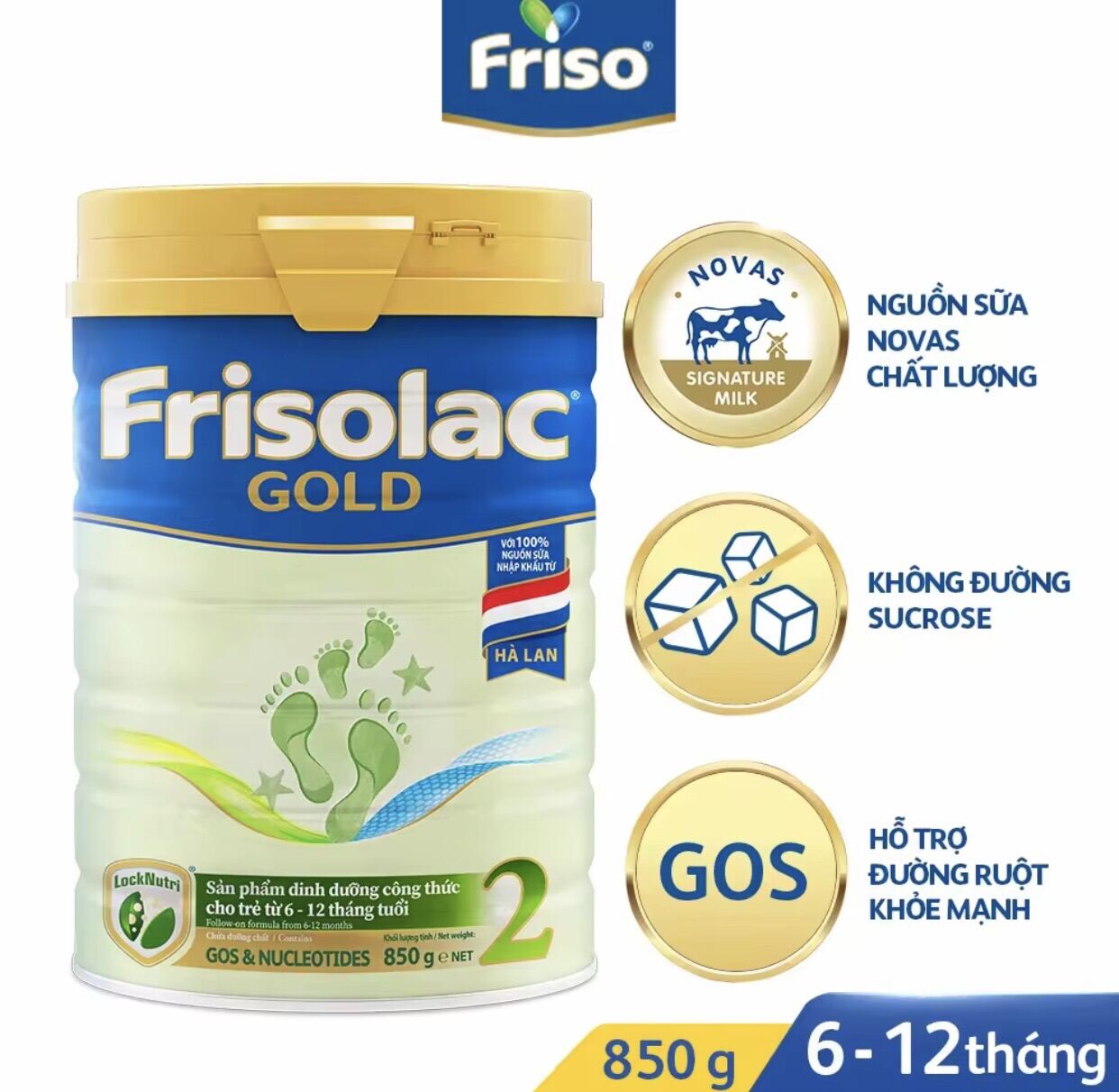 Sữa Bột Frisolac Gold 2 lon 850g Date 10 23