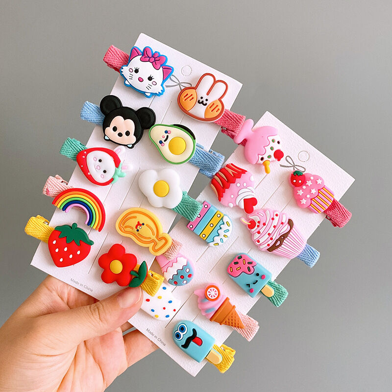 Sét 10 kẹp tóc hoạt hình đáng yêu cho bé