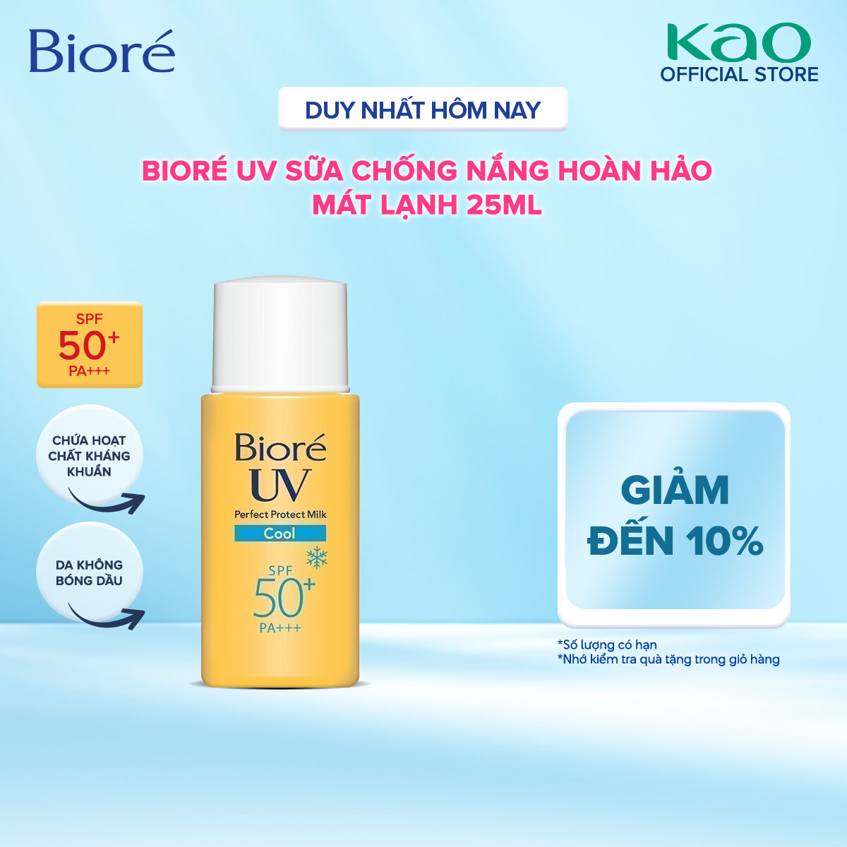 Biore Sữa Chống Nắng Bảo Vệ Hoàn Hảo Mát Lạnh UV SPF50+/PA+++ 25ML