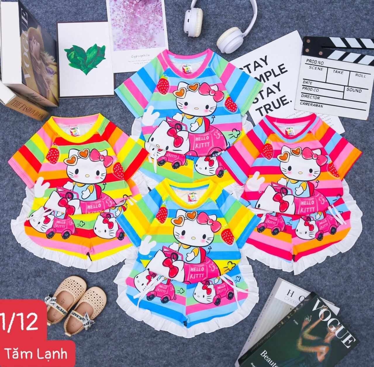 Bộ cộc tay hello kitty bé gái dễ thương 8-14kg